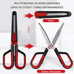 Juego de tijeras de acero inoxidable 2 en 1, fáciles de transportar.