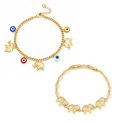🔥Compra 1 y llévate 1 gratis (2 piezas)📿 🌀 Pulsera de estilo bohemio con colgante de elefante de la suerte: Un colgante con significado, longitud ajustable, material chapado en oro✨