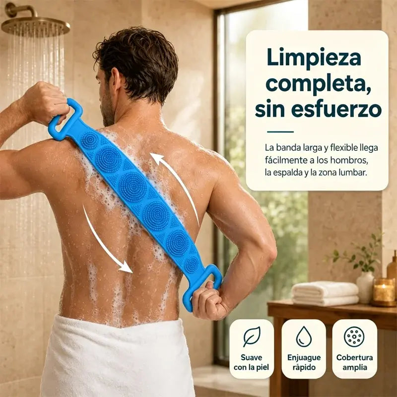 🔥2 piezas🔥🛁 Guante de Baño de Silicona de Doble Cara – Exfoliante Corporal Extra Largo para Limpiar Fácilmente la Espalda