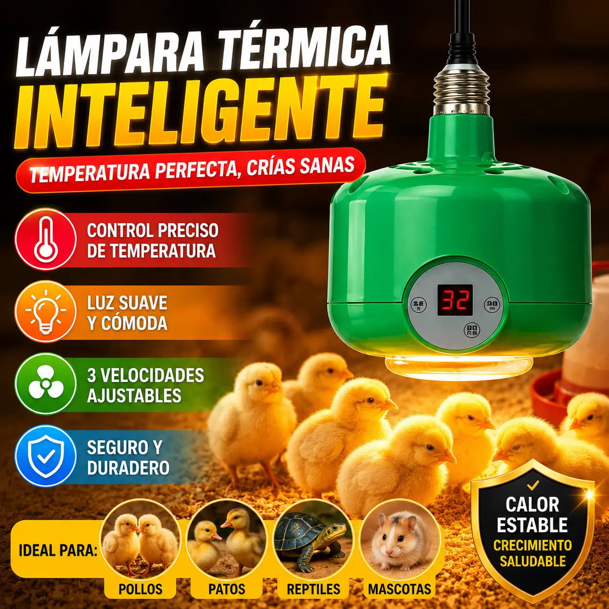 🌡️💡🐣Lámpara de calor inteligente de temperatura constante para la cría de mascotas