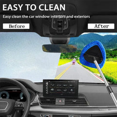 🎁【2 piezas de plástico triangulares + 8 fundas de tela】Kit de limpieza de parabrisas de coche - extensible y giratorio 180°