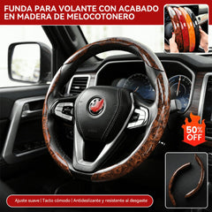 🔥【1 juego de 3 piezas】 Funda antideslizante para volante de coche con vetas de madera