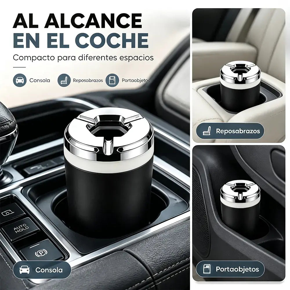 🚗【¡Compra uno, consigue uno gratis!】✨ Cenicero para Coche con Tapa Giratoria | Antiderrame y Estilo Premium | Para Auto, Hogar y Oficina 💨