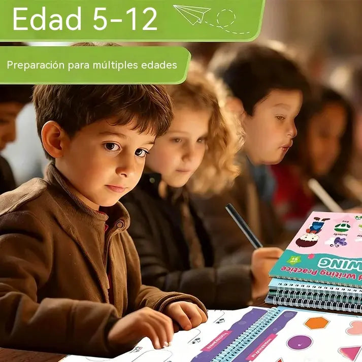 🎁1 juego 32 euro📒📚Set de cuadernos mágicos de práctica de escritura con surcos