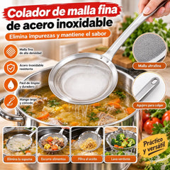 🍲 3 piezas🍲 Cuchara Coladora de Acero Inoxidable 304 | ¡Filtra Espuma y Residuos Fácilmente!