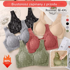 【3sztuk】Damski, bezprzewodowy, koronkowy biustonosz zapinany z przodu【40-100KG】