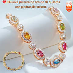 💖✨Nueva pulsera de oro de 18 quilates con piedras de colores
