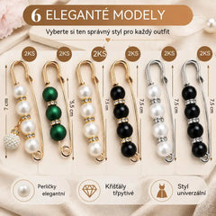 ✨ Elegantní perlové spony pro úpravu pasu a výstřihu (sada 12 kusů: 6 stylů po 2 kusech) 👗 | 💎 Bez nutnosti šití · Elegantní a praktické