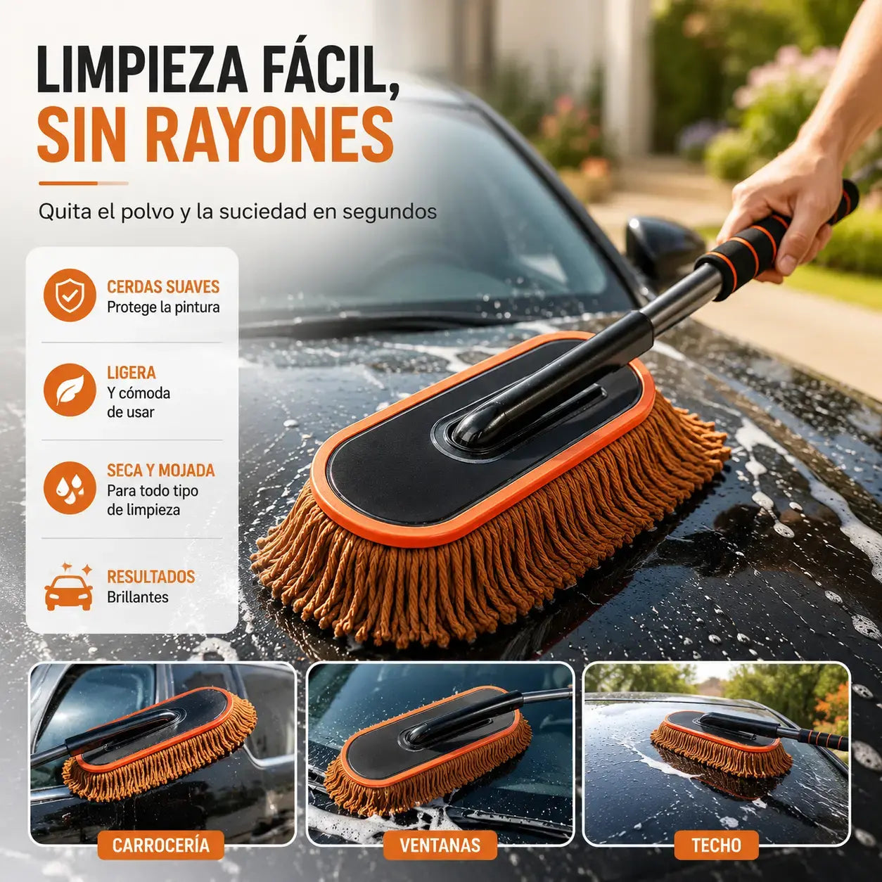 🔥VENTA CALIENTE🔥Plumero para auto con mango telescópico extensible🚗