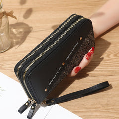 🔥Último día⏰50% de descuento👛 Billetera para mujer de gran capacidad con doble cremallera y diseño moderno en contraste