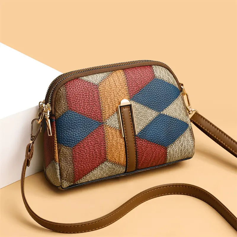 👜2026 nuevo bolso cruzado a cuadros con bloques de color a la moda para mujer