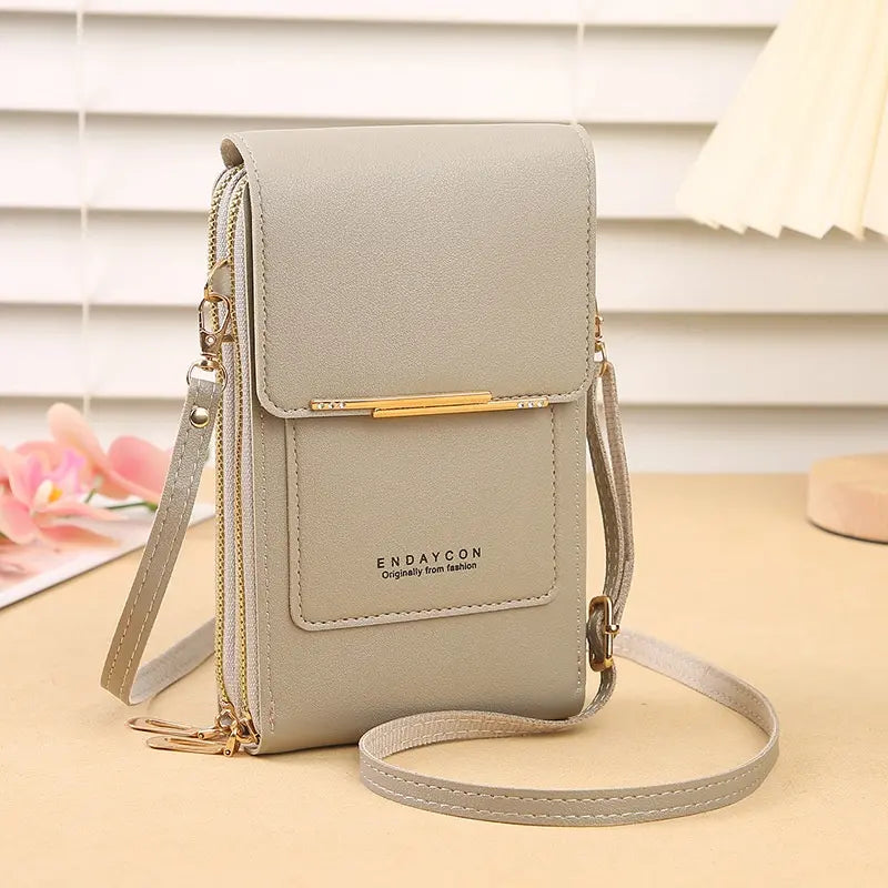 📢 ¡50% de descuento! 👜 Bolso bandolera pequeño de piel auténtica para mujer, compatible con dispositivos con pantalla táctil.