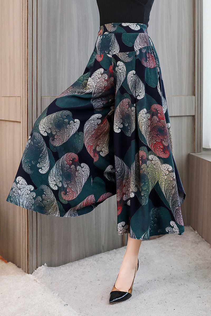 🔥【39%OFF】【XL-5XL】Pantalones de cintura alta, sueltos y adelgazantes con estampado de nueve puntos