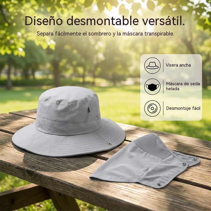 Gorro de pescador transpirable con mascarilla facial desmontable