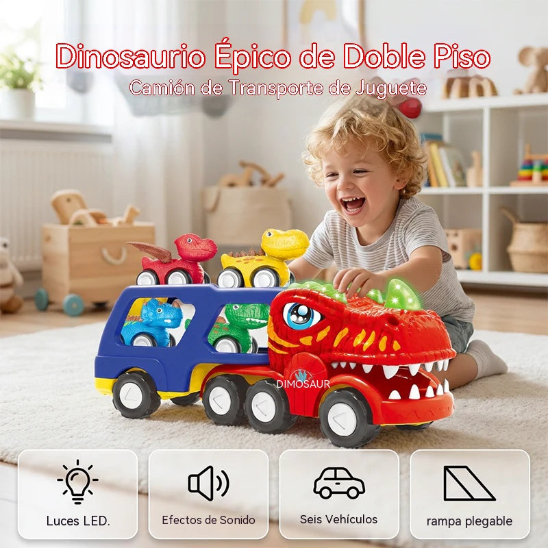 🚛Camión de juguete de dos pisos para transportar dinosaurios