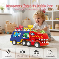 🚛Camión de juguete de dos pisos para transportar dinosaurios