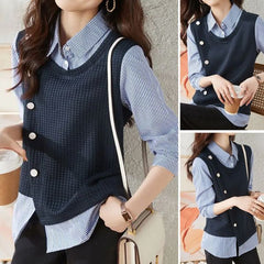 💕【S-3XL】Camisa de manga larga fina irregular de nuevo diseño para mujer