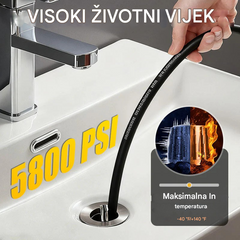 Komplet za čišćenje odvoda od 5800 PSI – mlaznica visokog tlaka i crijevo za začepljene odvode/cijevi