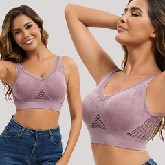 😍❤️Talla grande 40-120 kg【Paquete de 3】✨Sujetador de encaje sin aros para mujer, alta sujeción