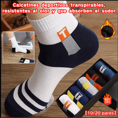 【10 pares】Calcetines deportivos transpirables, antiolores y absorbentes del sudor para hombre