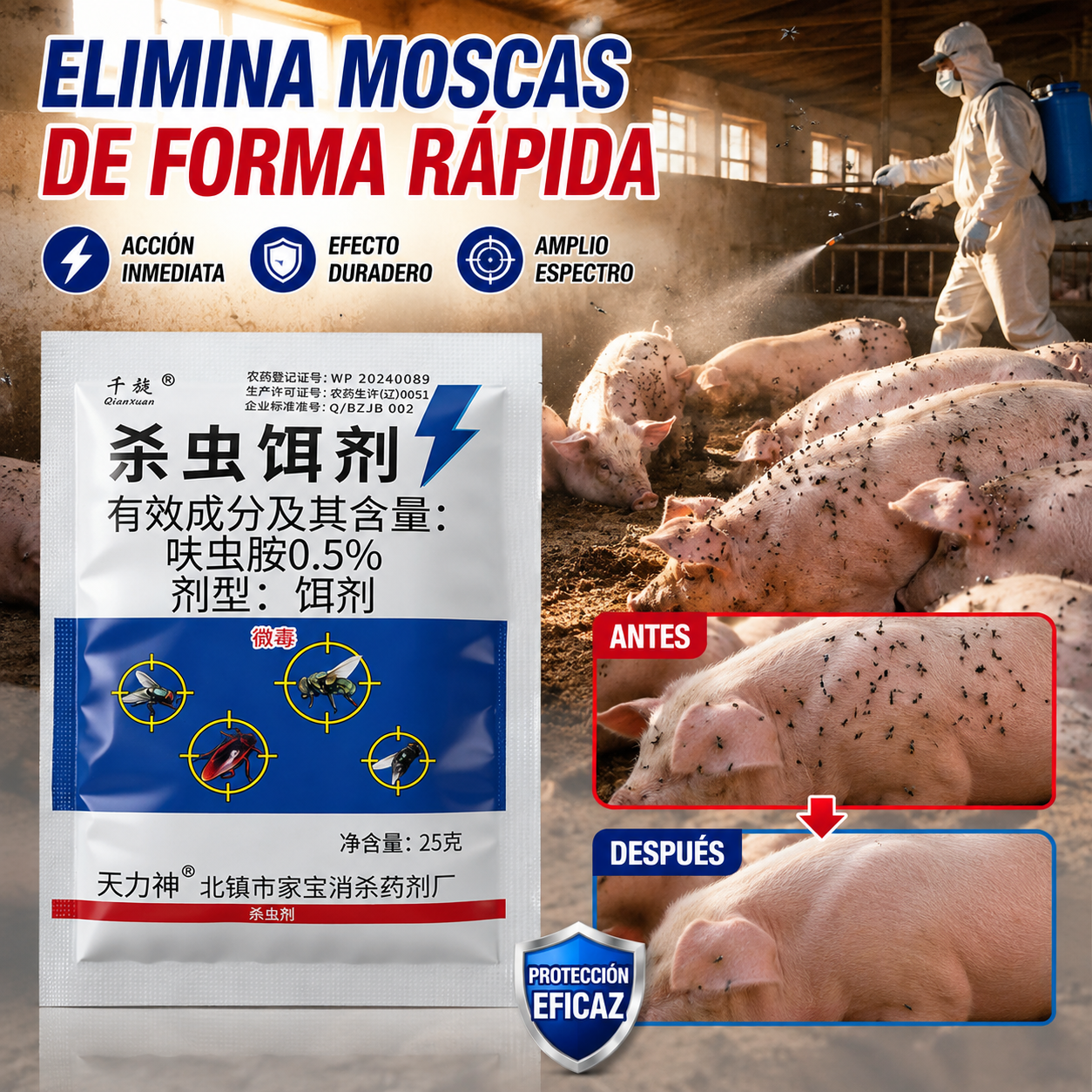 【10 Paquetes】🦟 Especialmente diseñado para el control de mosquitos y moscas en granjas, ¡un paquete puede matar pulgas/saltamontes/cucarachas/moscas/mosquitos!