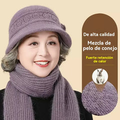 🔥 50% DESCUENTO | Accesorios de invierno suaves y abrigados❄️ Set de gorro y bufanda cálido para mamá y abuela