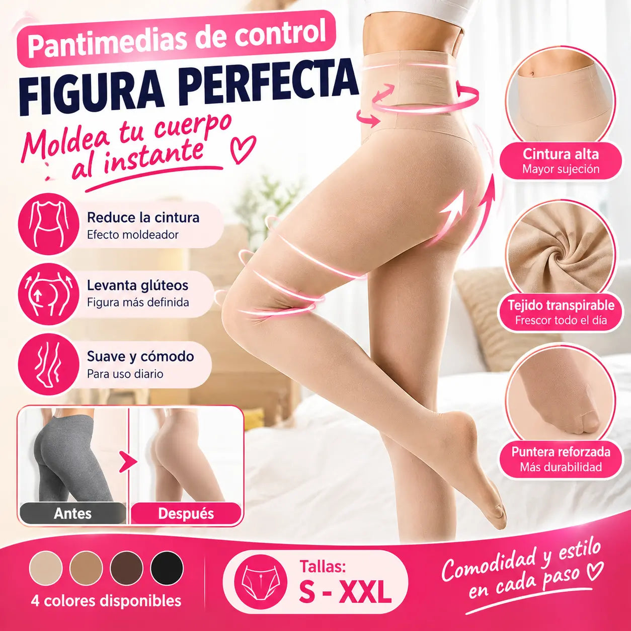 📢📢 ¡50% de descuento por tiempo limitado! 💝😍【Paquete de 4】【40-90 kg】Nuevas medias sexys para mujer: suaves al tacto, no se resbalan fácilmente.