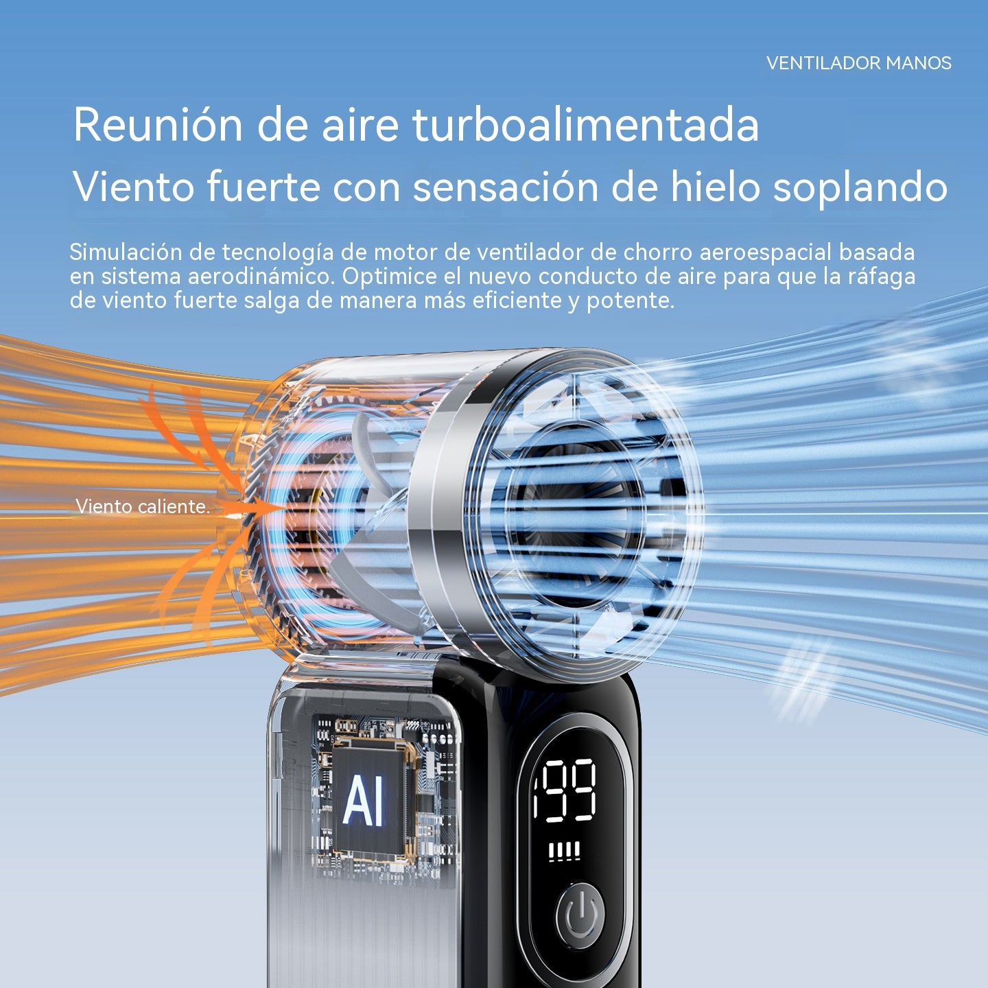 ❄Ventilador portátil de alta velocidad con sistema de superrefrigeración.