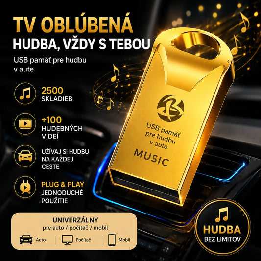 🔥🔥【32 GB】Vysokokvalitný univerzálny USB kľúč pre hudbu do auta【2500 populárnych skladieb + 100 videí】