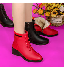 💟【45% DE DESCUENTO】👢【35-41】Botas de tacón inclinado de cuero suave populares de otoño e invierno para mujer