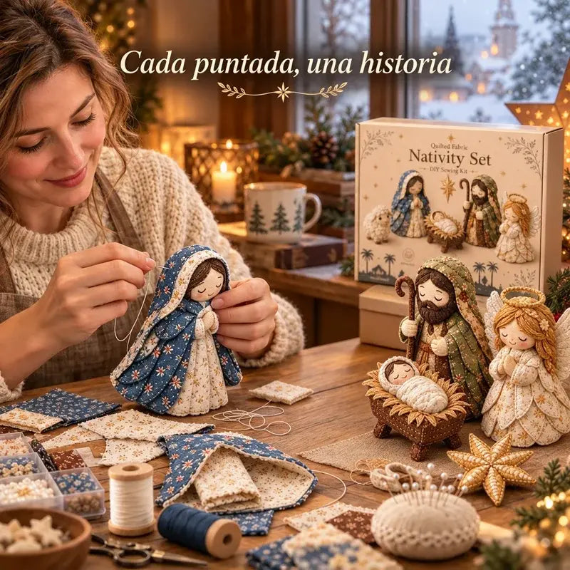 🧵✨ Kit de Costura DIY Belén de Patchwork, Set de Manualidades Navideñas, Adorno Artesanal para Decoración y Regalo 🎄🎁