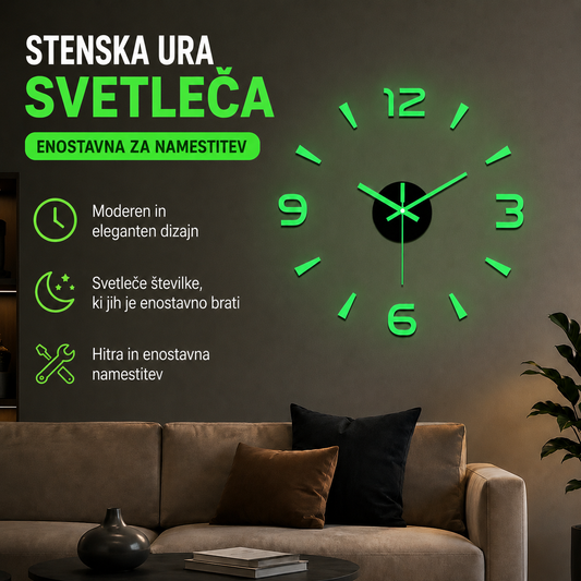 🕑✨3D svetleča akrilna stenska ura - vrtanje ni potrebno (potrebna je montaža)
