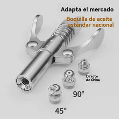 Inyector de grasa de alta presión con abrazadera autoblocante y boquilla de engrase de doble asa + manguera flexible de 30 cm