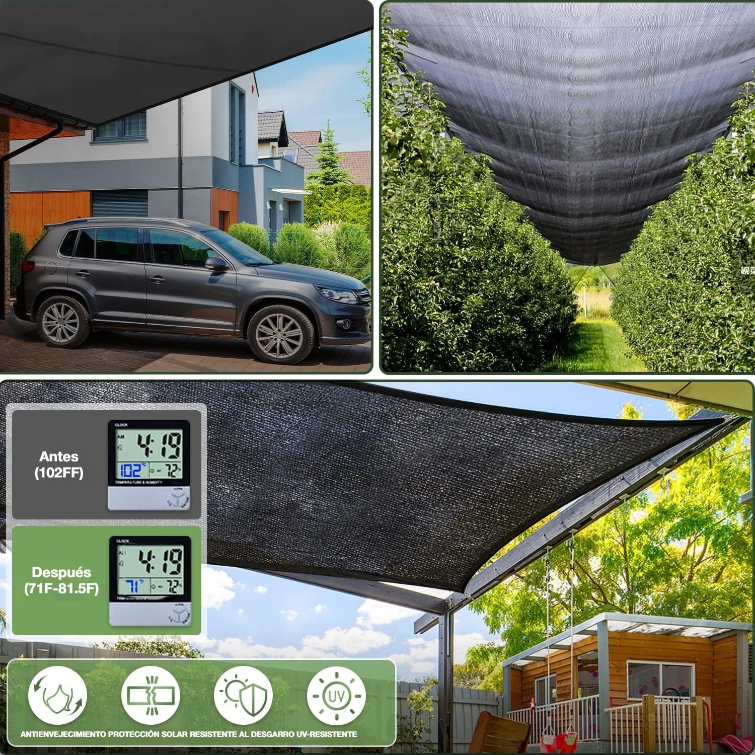 🏆【🔥Oferta imperdible】☀️⛱️【2*3m】Malla exterior para sombra y aislamiento térmico