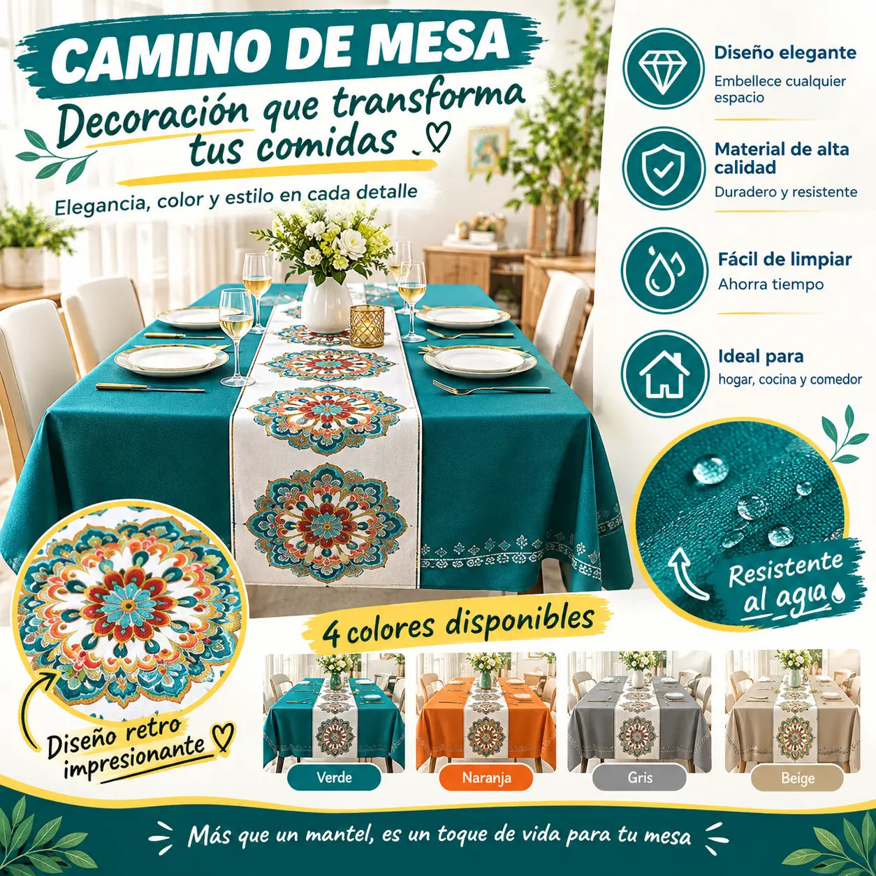 🔥【Promoción de último día】【140*200cm】Mantel de estilo retro de alta gama impermeable, a prueba de aceite y anti-escaldaduras.