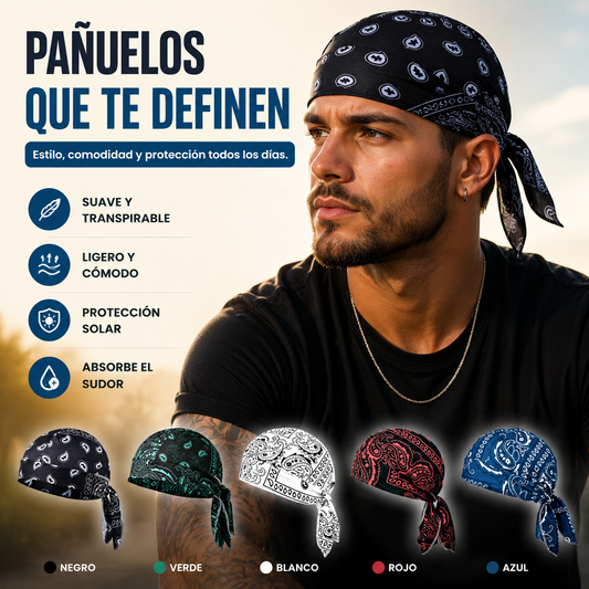 【Paquete de gran valor – 5 piezas】Elegante sombrero/pañuelo para la cabeza de estilo retro hecho de seda transpirable