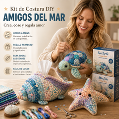 🧵✨ Kit DIY para caja de pañuelos de patchwork – set de costura artesanal con temática marina 🌊🐚