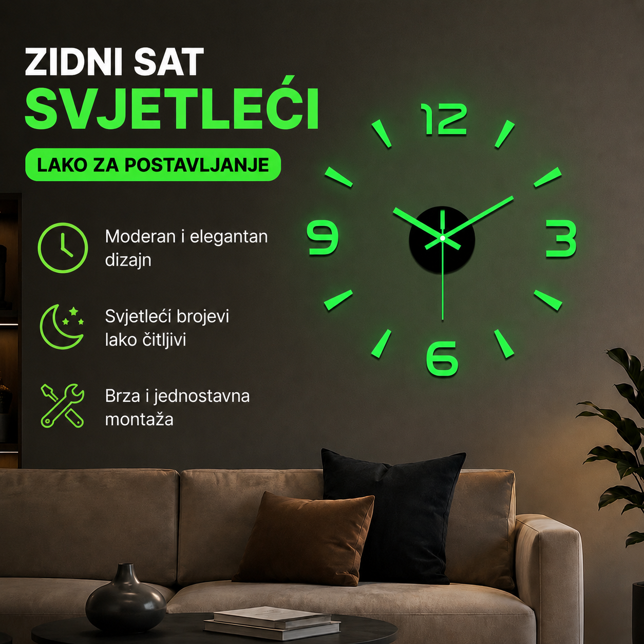 🕑✨Reloj de pared acrílico luminoso 3D sin necesidad de taladrar (requiere montaje)