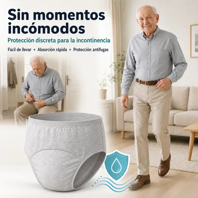 【¡Compra 2 y llévate 1 gratis!】3 unidades a 29 euros🩲 Bragas Antifugas Lavables para Adultos | Ropa Interior de Algodón Transpirable y Absorbente | Protección Reutilizable y Eficaz para la Incontinencia Leve 💧🌿♻️