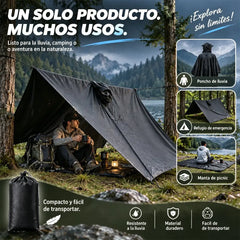 🏕️ Poncho de Lluvia Multifunción 3 en 1 | Capa Impermeable + Tienda de Campaña + Manta de Suelo | Para Senderismo y Camping 🌧️