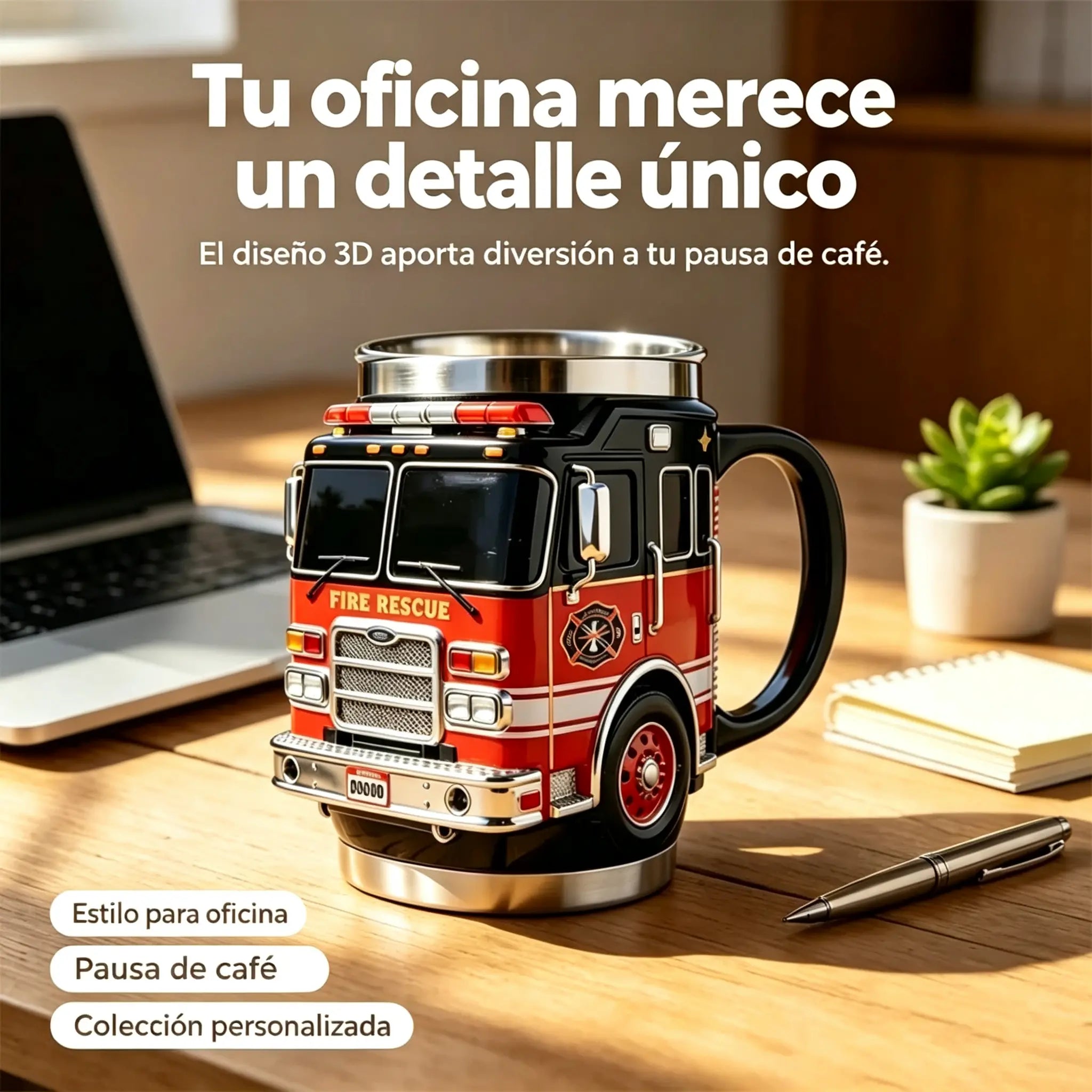 🚛☕ Taza 3D con forma de vehículo – Interior de acero inoxidable, regalo creativo para amantes de la mecánica ✨🔧