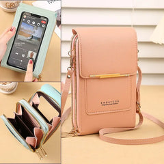 📢 ¡50% de descuento! 👜 Bolso bandolera pequeño de piel auténtica para mujer, compatible con dispositivos con pantalla táctil.