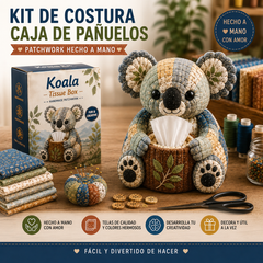 🧵🐨 Kit de costura DIY para caja de pañuelos con diseño de animales – Kit de manualidades de tela 3D, ideal para principiantes 🎁✨