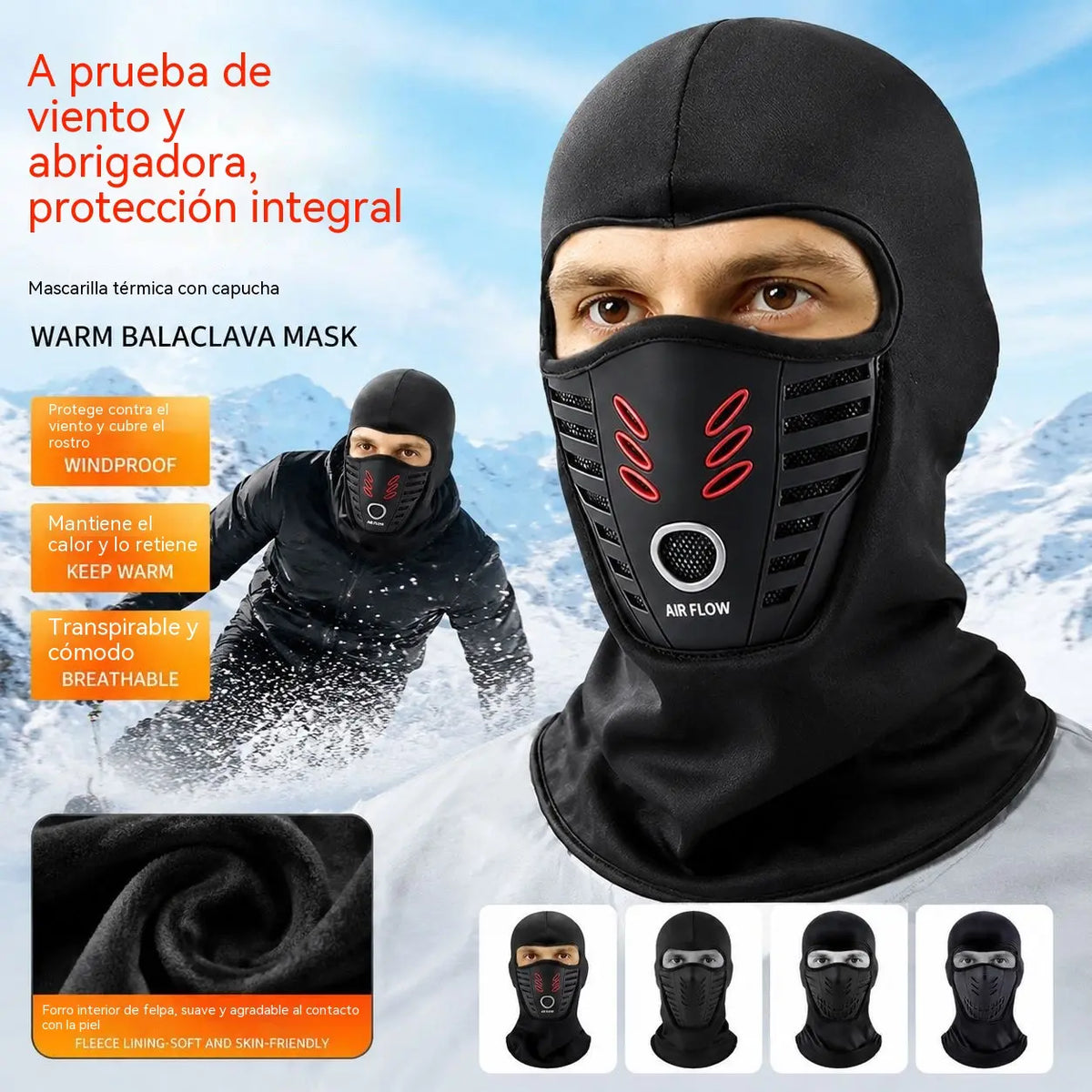 ❄️ Mascarilla facial de cobertura completa, resistente al viento, antivaho y térmica para el invierno; ideal para ciclismo y esquí