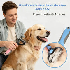 🐶【Kupte 1 kus a získejte 1 zdarma, 2 kusy】Oboustranný kartáč pro péči o srst a odstraňování chlupů domácích mazlíčků