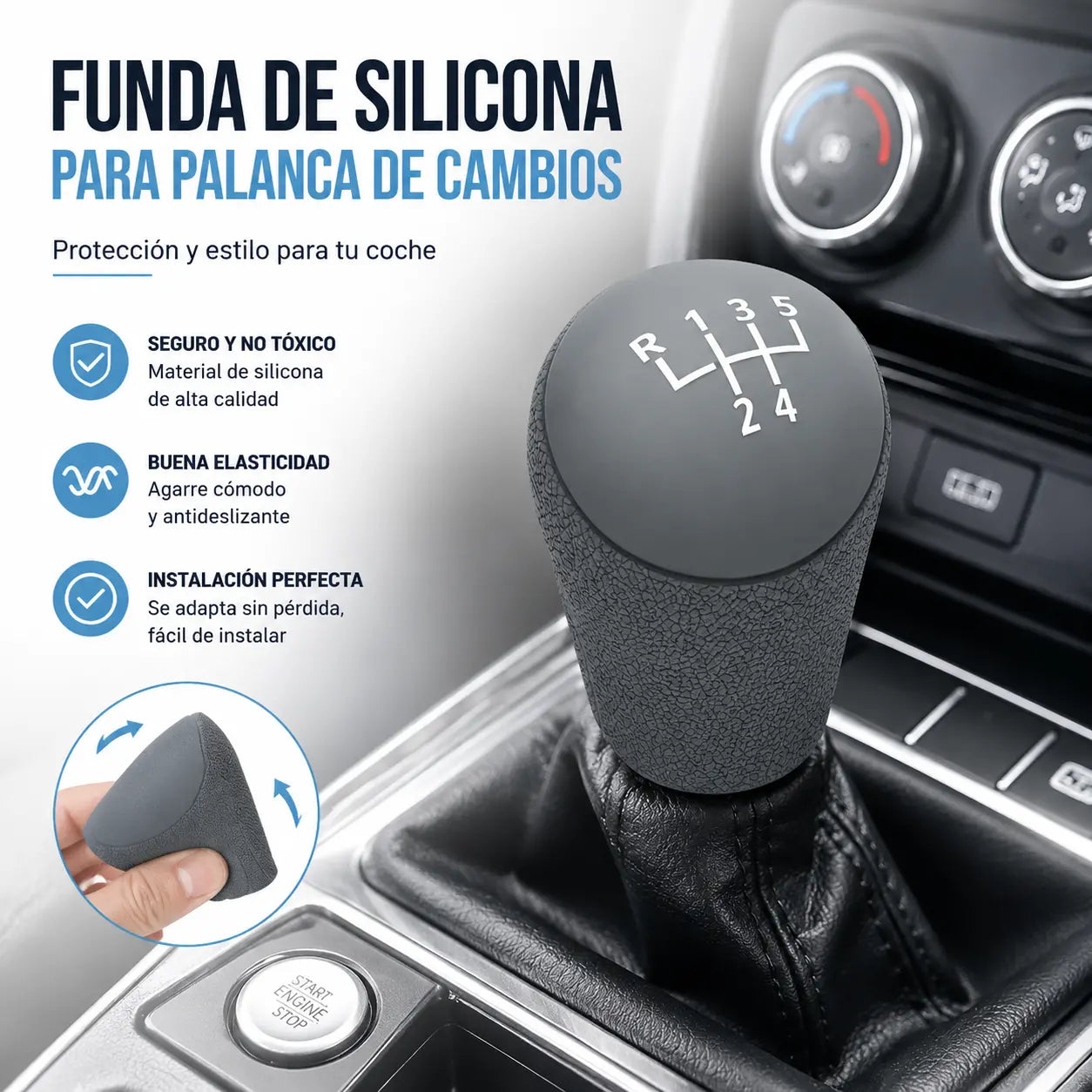 5 piezas✨ Dale un nuevo estilo a tu coche con esta funda de silicona para la palanca de cambios 🚘
