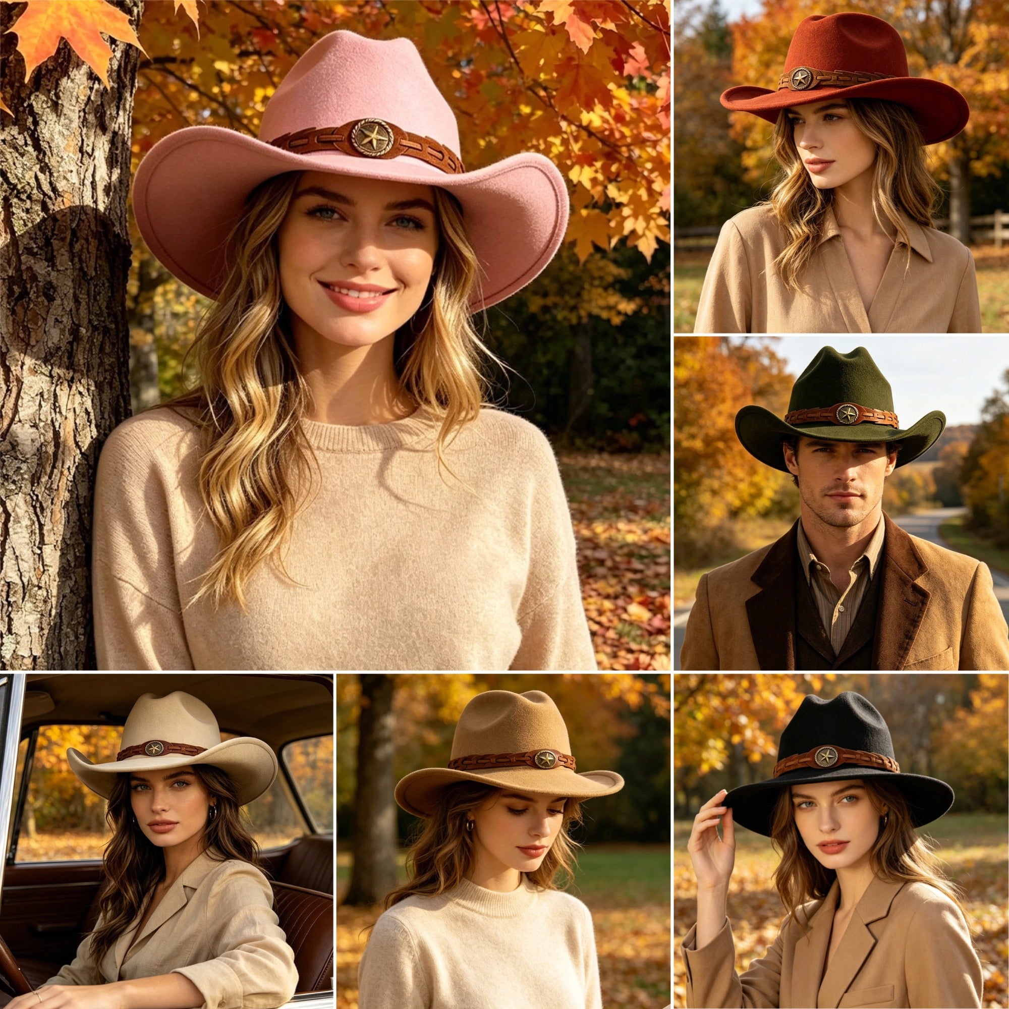 🔥【Compra 1 y llévate 1 gratis】👒✨Sombrero de fieltro al estilo vaquero occidental