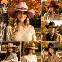 🔥【Compra 1 y llévate 1 gratis】👒✨Sombrero de fieltro al estilo vaquero occidental