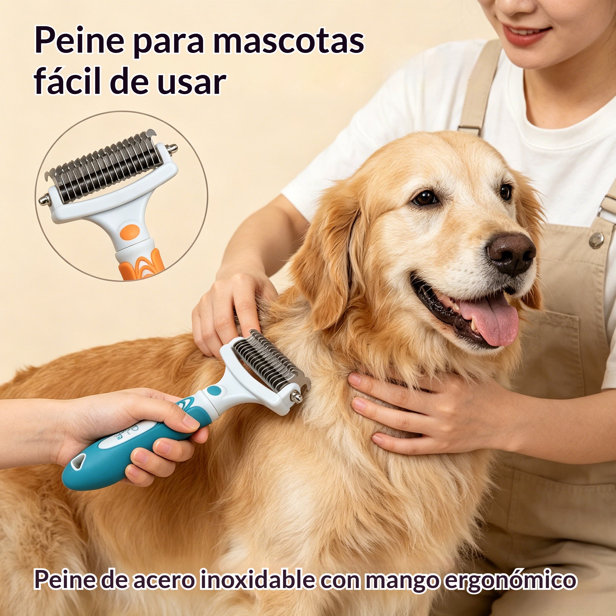 🐶🔥Compre 1 y obtenga 1 gratis（2 piezas）Cepillo de doble cara para el aseo de mascotas y la eliminación de pelo