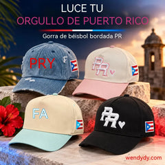 🧢2 artículos por 29 €🎁Gorra de béisbol bordada de Puerto Rico (PR)